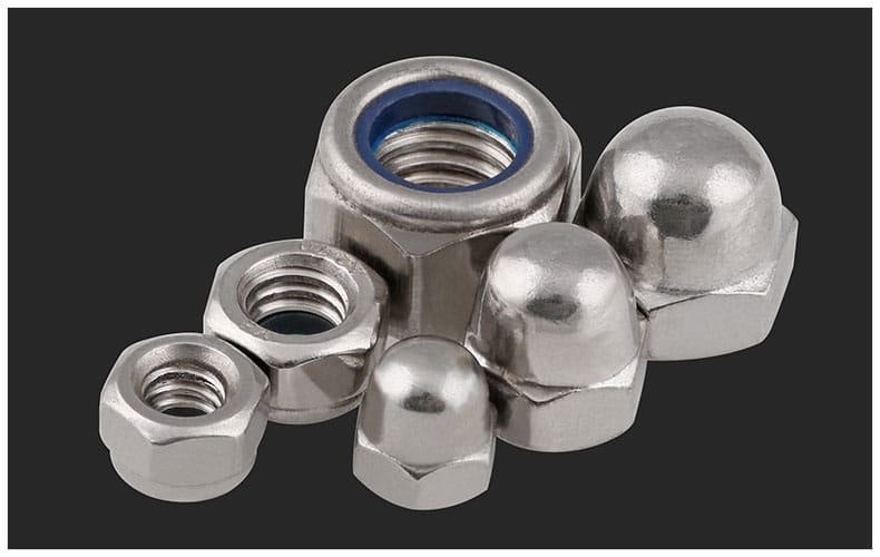 Finished stainless steel cap nuts