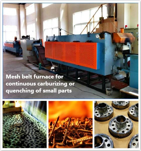 Electric Heating Continuous Mesh Belt Quenching and Tempering Heat Treatment Furnace working