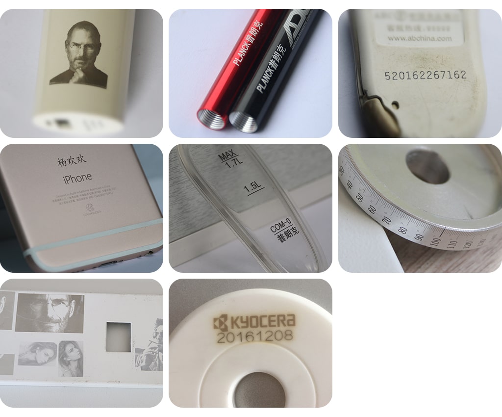 Samples labelled by AMJ Portable optical fiber laser marking machine